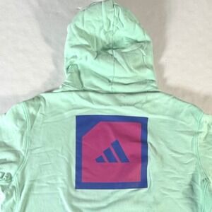 Adidas Adicross Hoodie Men's XL Mint Green Organic Cotton Graphic Back Pullover